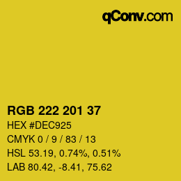 Color code: RGB 222 201 37 | qconv.com