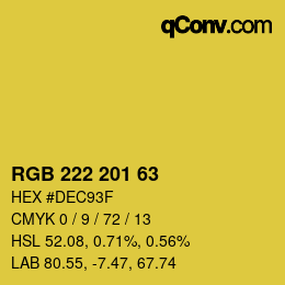 Color code: RGB 222 201 63 | qconv.com