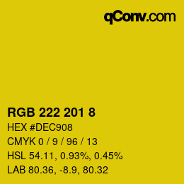 Color code: RGB 222 201 8 | qconv.com