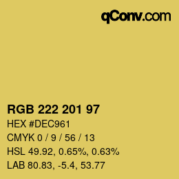 Color code: RGB 222 201 97 | qconv.com