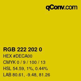 Color code: RGB 222 202 0 | qconv.com