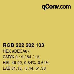 Color code: RGB 222 202 103 | qconv.com