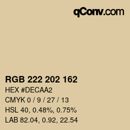 Color code: RGB 222 202 162 | qconv.com