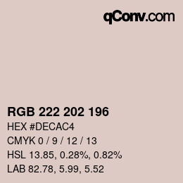 Code couleur: RGB 222 202 196 | qconv.com