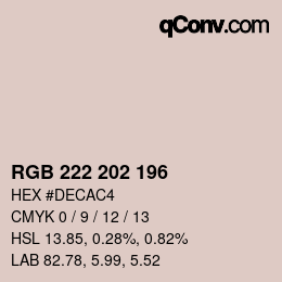 カラーコード: RGB 222 202 196 | qconv.com