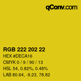 Color code: RGB 222 202 22 | qconv.com