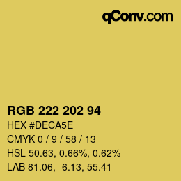 Color code: RGB 222 202 94 | qconv.com