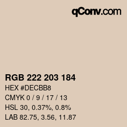 Color code: RGB 222 203 184 | qconv.com