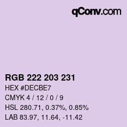 Farbcode: RGB 222 203 231 | qconv.com