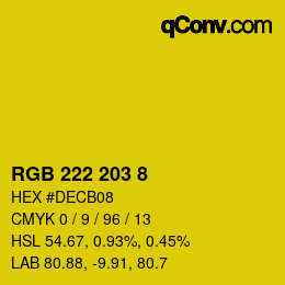 Color code: RGB 222 203 8 | qconv.com