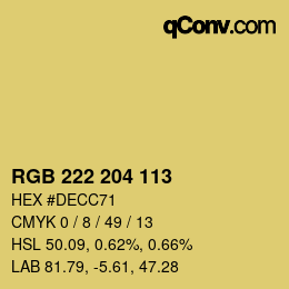 Color code: RGB 222 204 113 | qconv.com