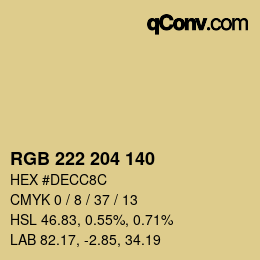 Color code: RGB 222 204 140 | qconv.com