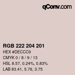 Color code: RGB 222 204 201 | qconv.com