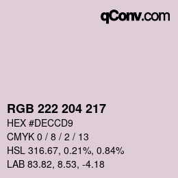 Color code: RGB 222 204 217 | qconv.com