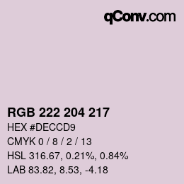 颜色代码: RGB 222 204 217 | qconv.com