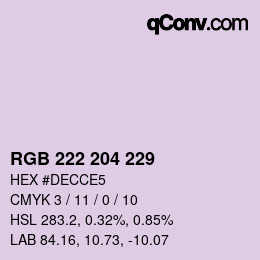 カラーコード: RGB 222 204 229 | qconv.com