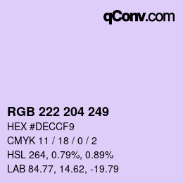 Color code: RGB 222 204 249 | qconv.com