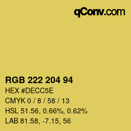 Color code: RGB 222 204 94 | qconv.com