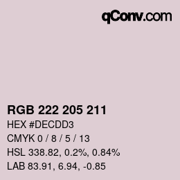 Color code: RGB 222 205 211 | qconv.com