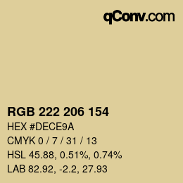 Color code: RGB 222 206 154 | qconv.com