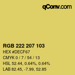 Color code: RGB 222 207 103 | qconv.com
