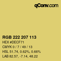 Color code: RGB 222 207 113 | qconv.com