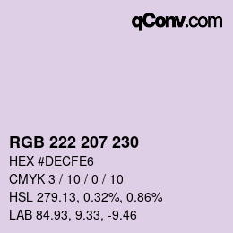 Color code: RGB 222 207 230 | qconv.com