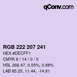 Color code: RGB 222 207 241 | qconv.com