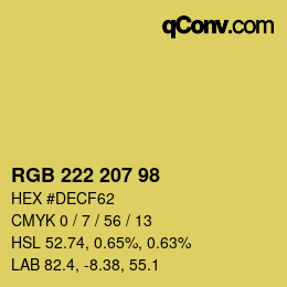 Color code: RGB 222 207 98 | qconv.com