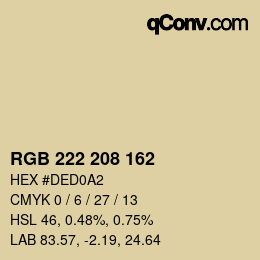 Color code: RGB 222 208 162 | qconv.com