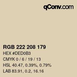 Código de color: RGB 222 208 179 | qconv.com