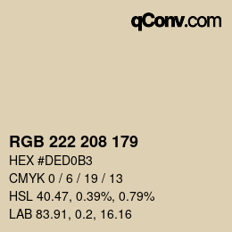 カラーコード: RGB 222 208 179 | qconv.com