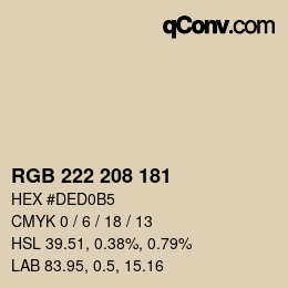 Color code: RGB 222 208 181 | qconv.com