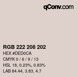 Código de color: RGB 222 208 202 | qconv.com