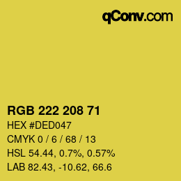 Color code: RGB 222 208 71 | qconv.com