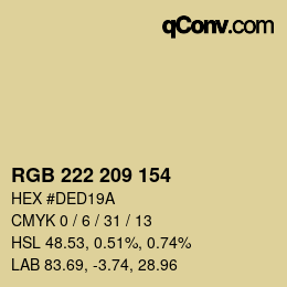 Color code: RGB 222 209 154 | qconv.com