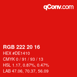 Color code: RGB 222 20 16 | qconv.com