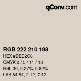 Color code: RGB 222 210 198 | qconv.com