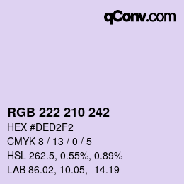 Color code: RGB 222 210 242 | qconv.com