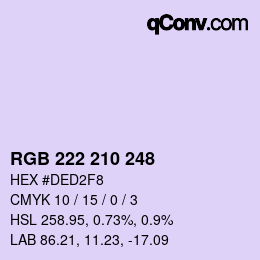 Color code: RGB 222 210 248 | qconv.com