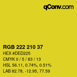 Color code: RGB 222 210 37 | qconv.com