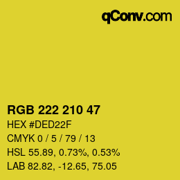 Color code: RGB 222 210 47 | qconv.com