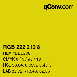 Color code: RGB 222 210 8 | qconv.com