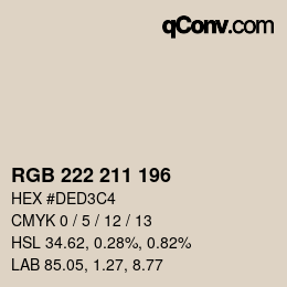 Color code: RGB 222 211 196 | qconv.com