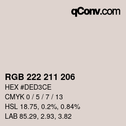 颜色代码: RGB 222 211 206 | qconv.com