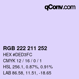 Color code: RGB 222 211 252 | qconv.com