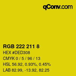 Color code: RGB 222 211 8 | qconv.com