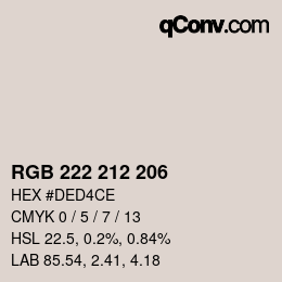 Color code: RGB 222 212 206 | qconv.com