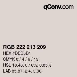 Color code: RGB 222 213 209 | qconv.com