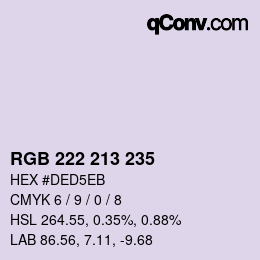 Color code: RGB 222 213 235 | qconv.com